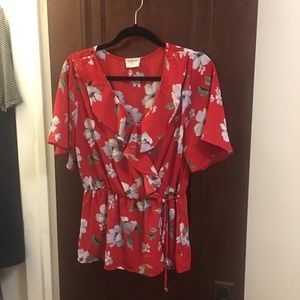 Red floral top